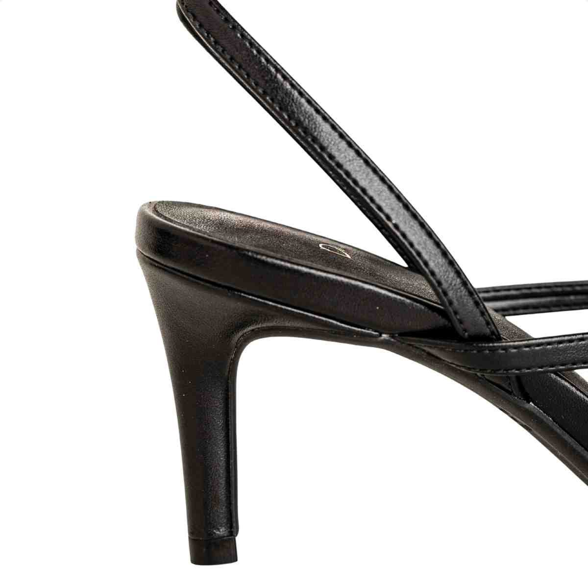 Sandália Feminina Salto Fino Bico Folha Slim Lara Dm Napa Preta Preto 7