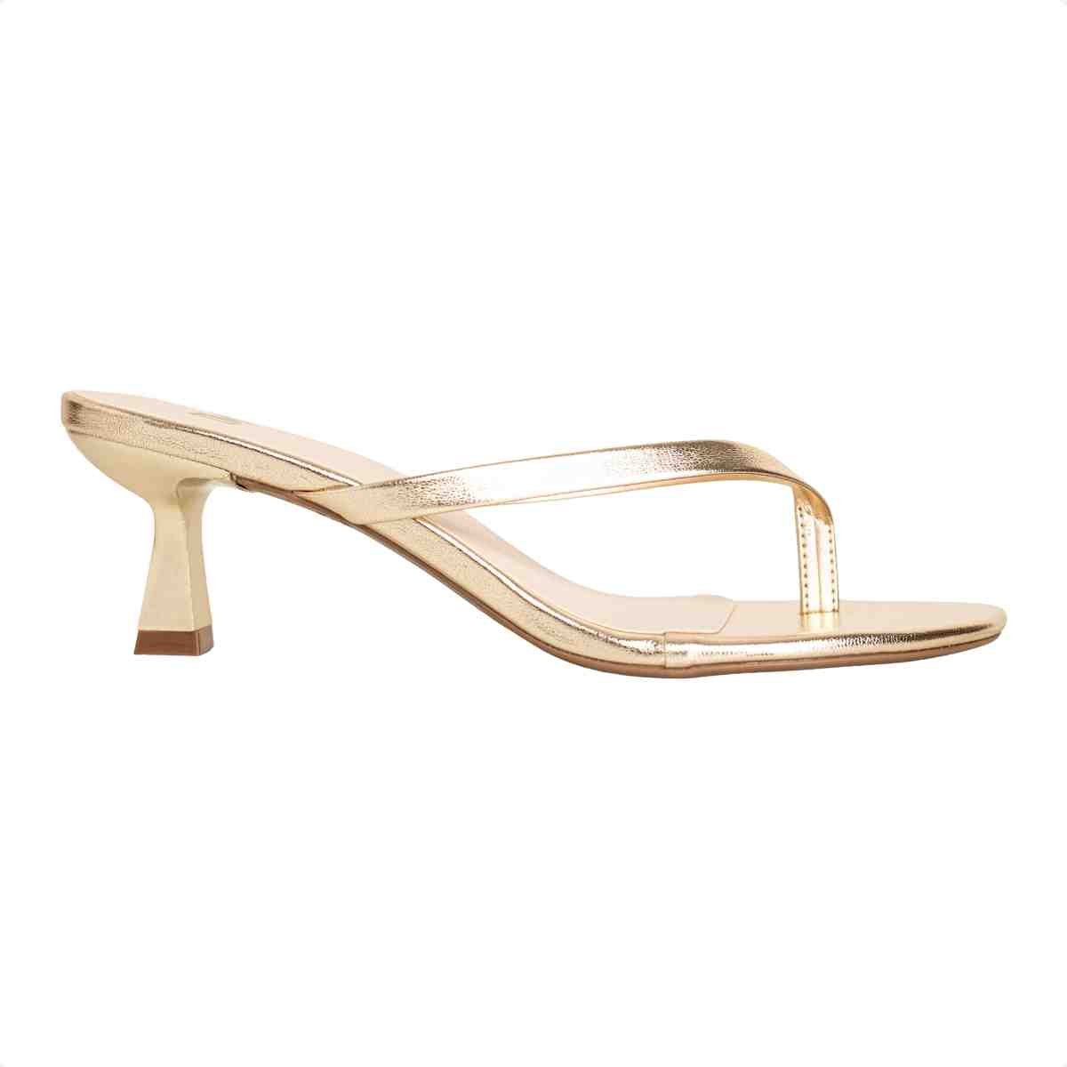 Tamanco Feminino Salto Taça Slim Lara Dm Napa Dourado