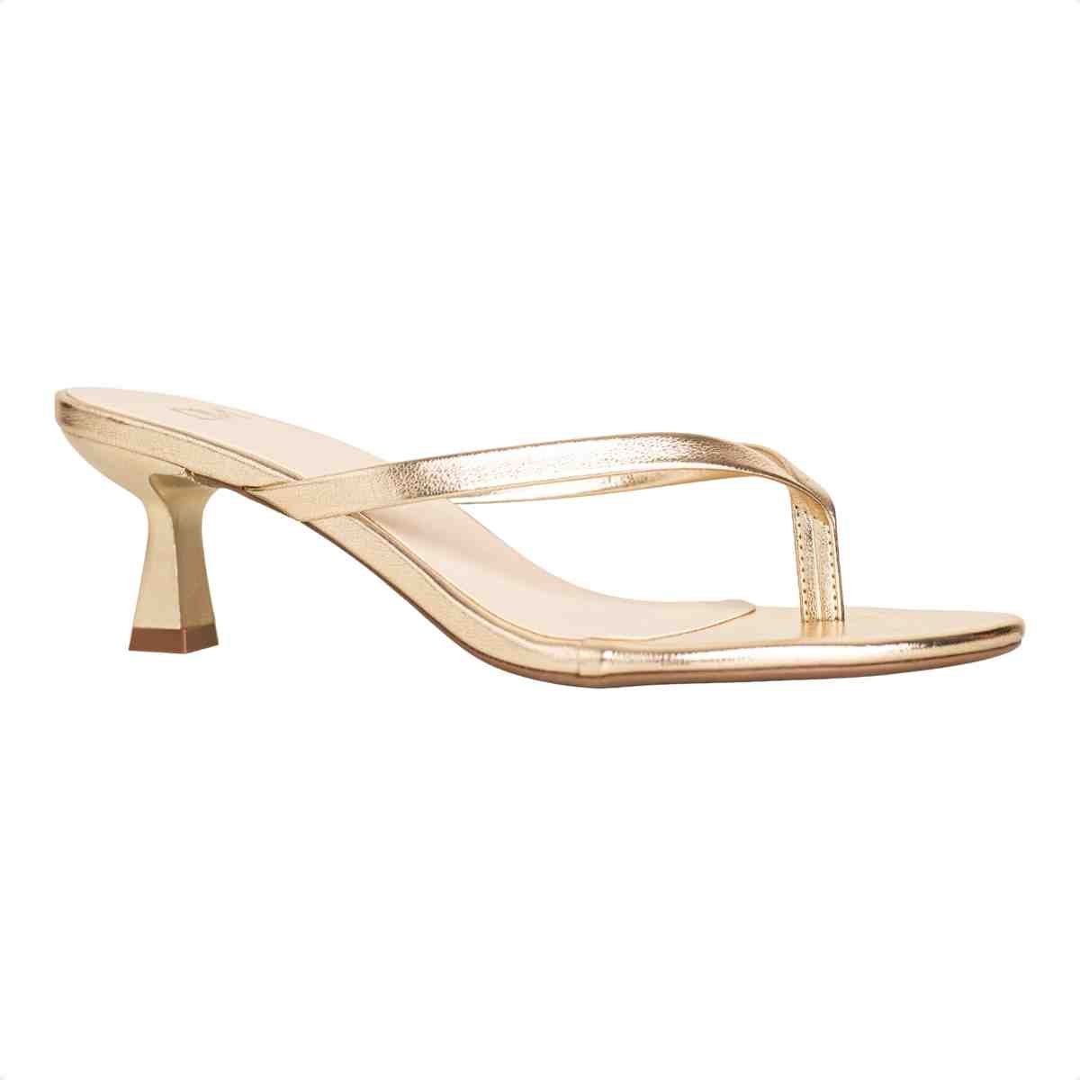 Tamanco Feminino Salto Taça Slim Lara Dm Napa Dourado Dourado 2