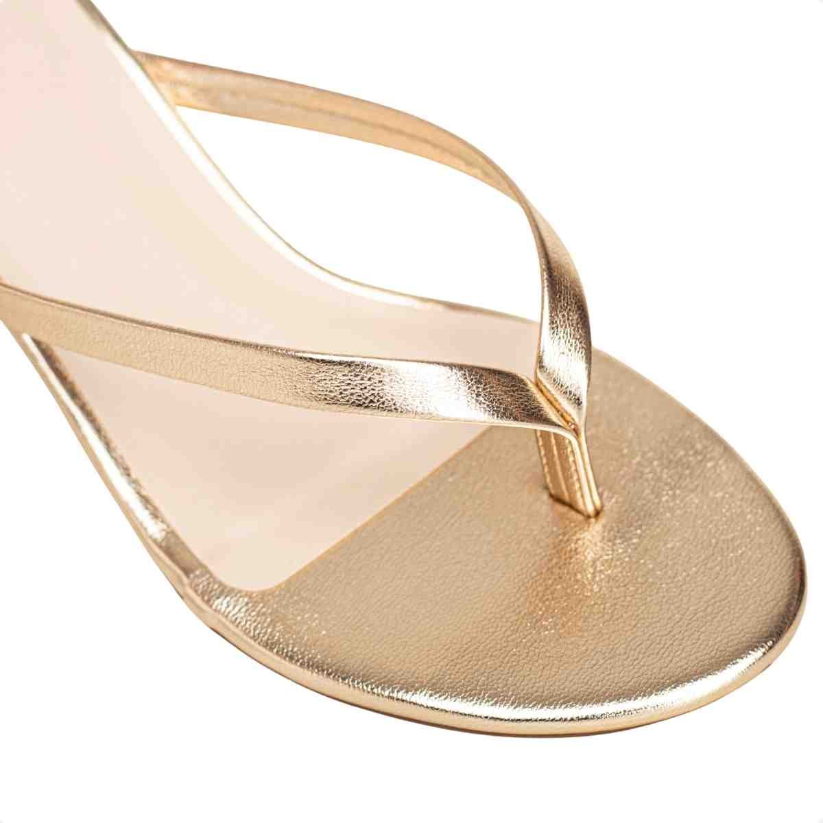 Tamanco Feminino Salto Taça Slim Lara Dm Napa Dourado Dourado 3