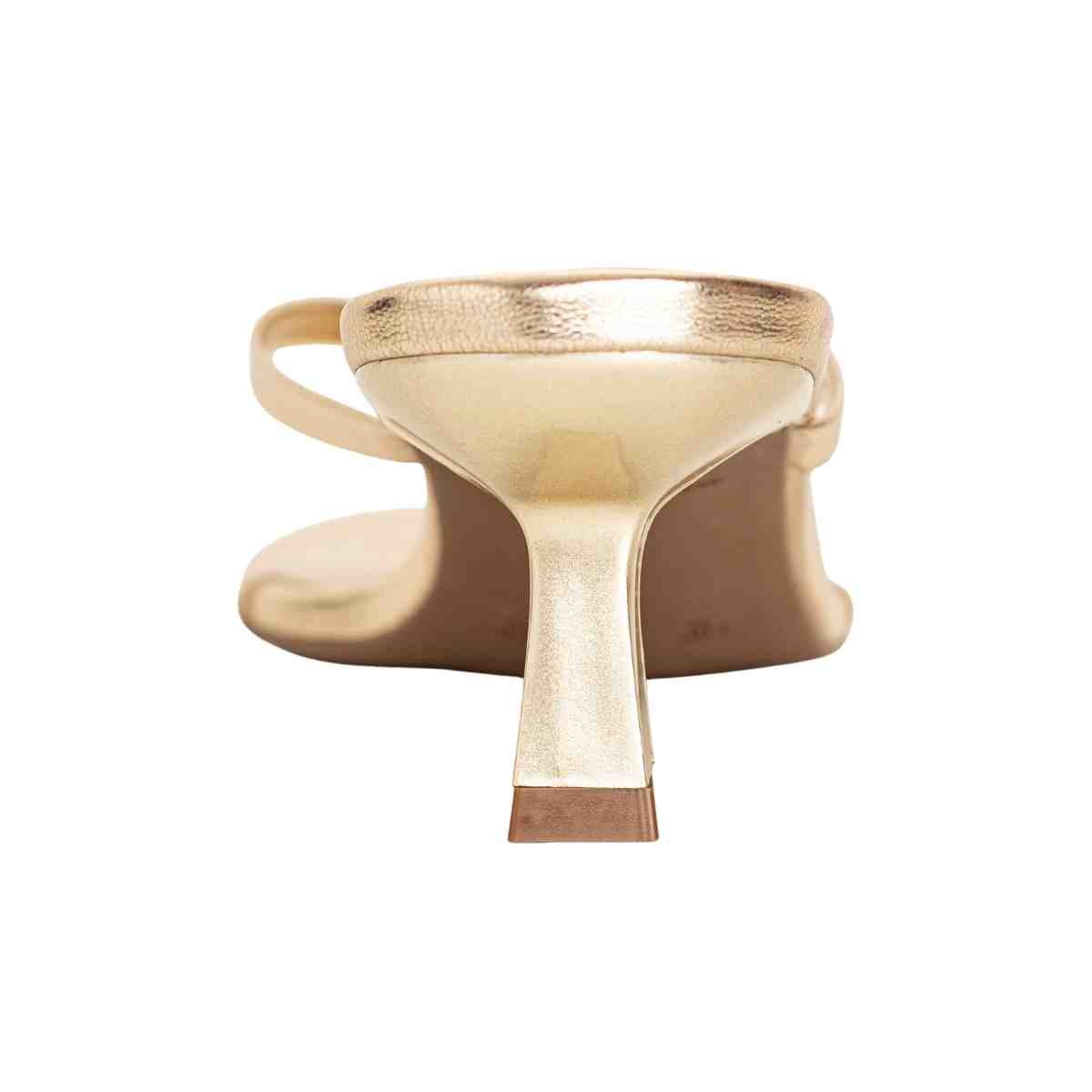 Tamanco Feminino Salto Taça Slim Lara Dm Napa Dourado Dourado 4