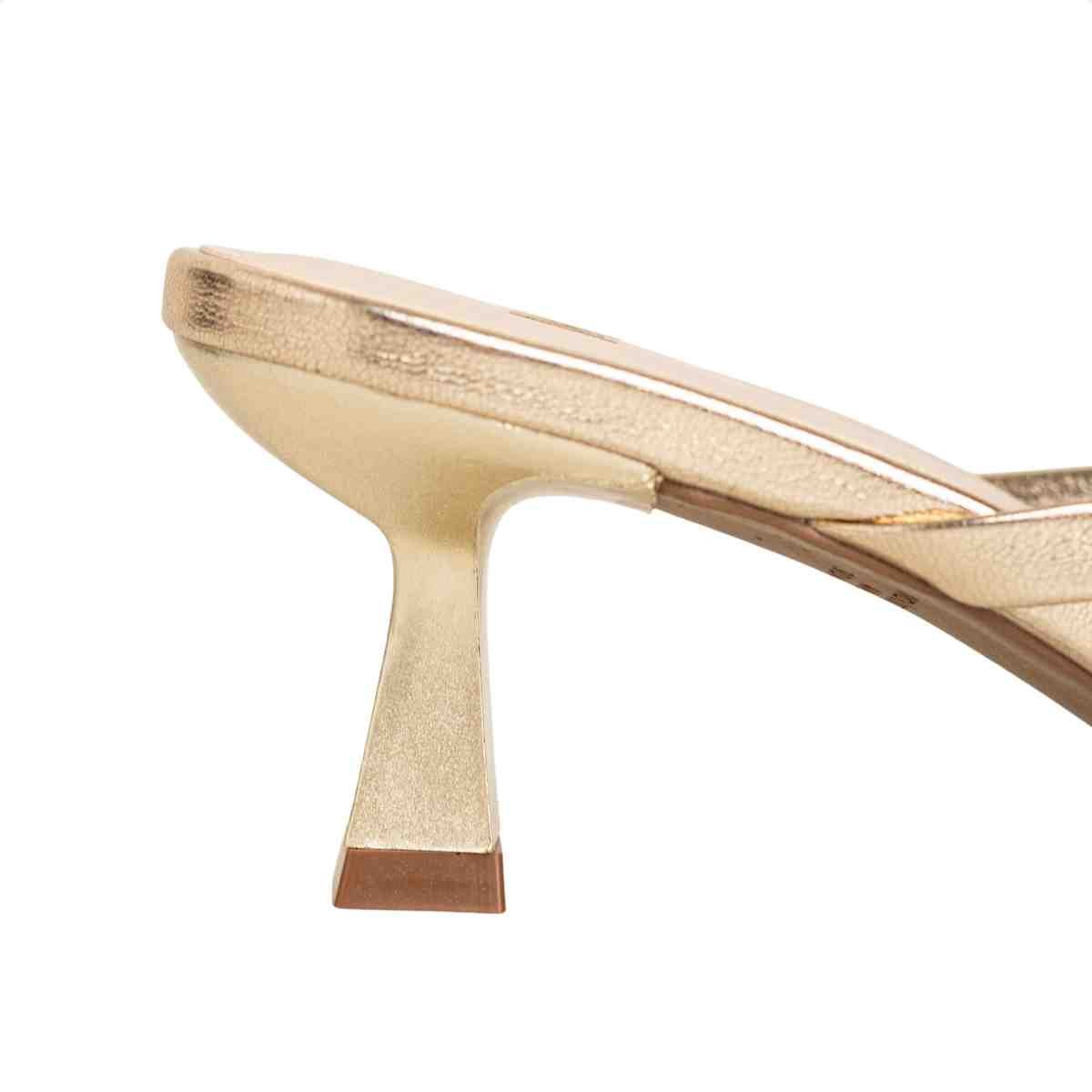 Tamanco Feminino Salto Taça Slim Lara Dm Napa Dourado Dourado 7