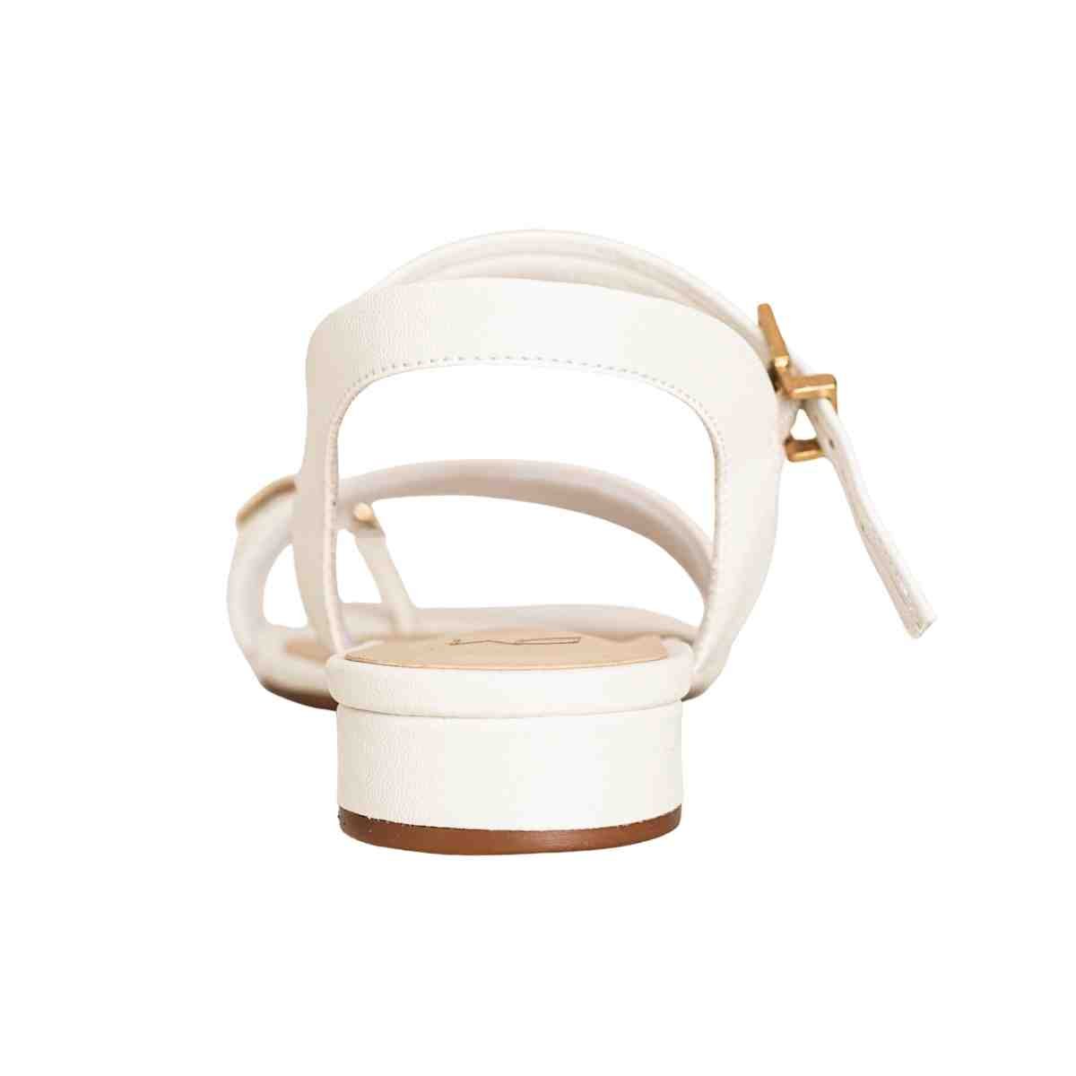 Sandália Feminina Salto Bloco Flat Emma Dm Napa Branca Branco 4
