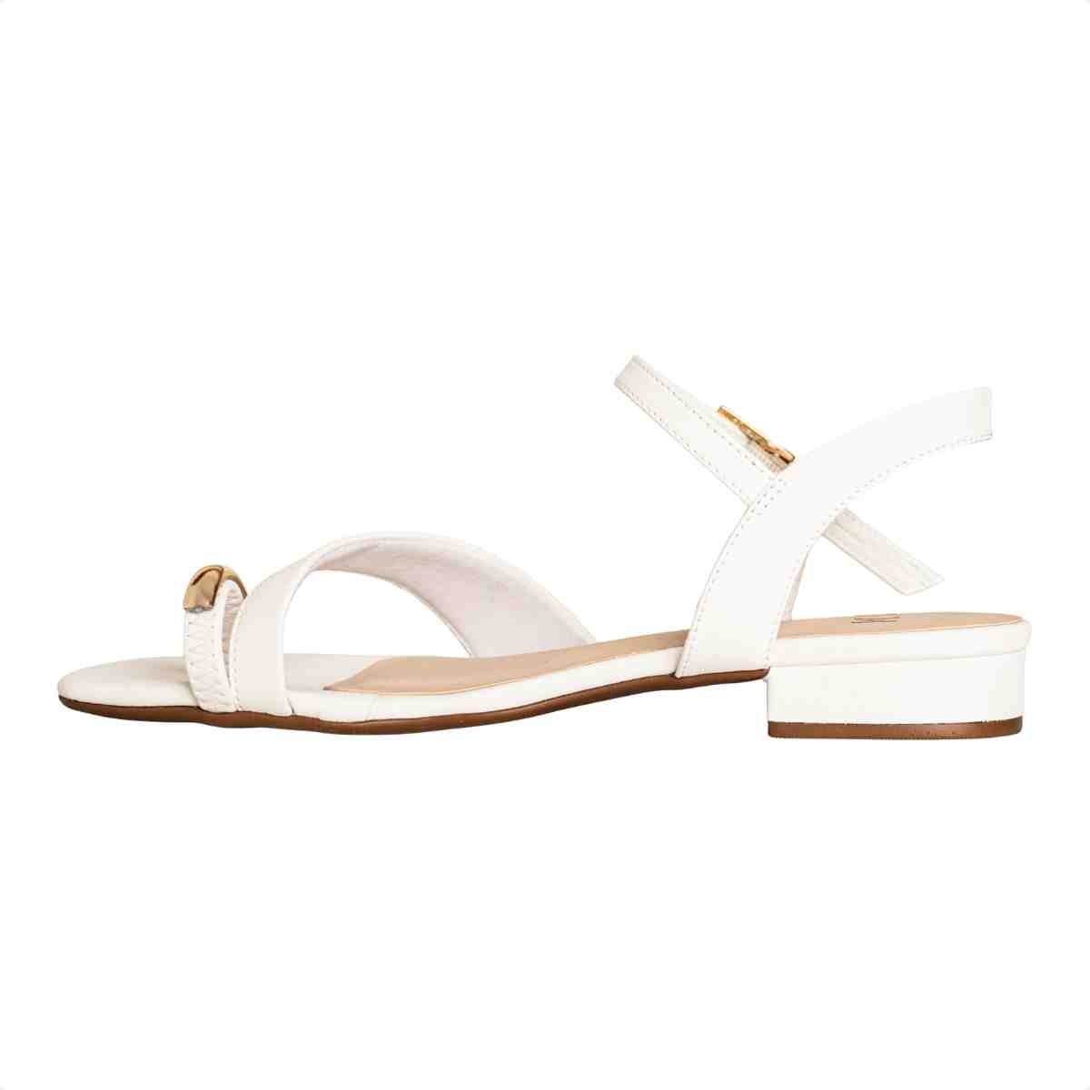 Sandália Feminina Salto Bloco Flat Emma Dm Napa Branca Branco 5