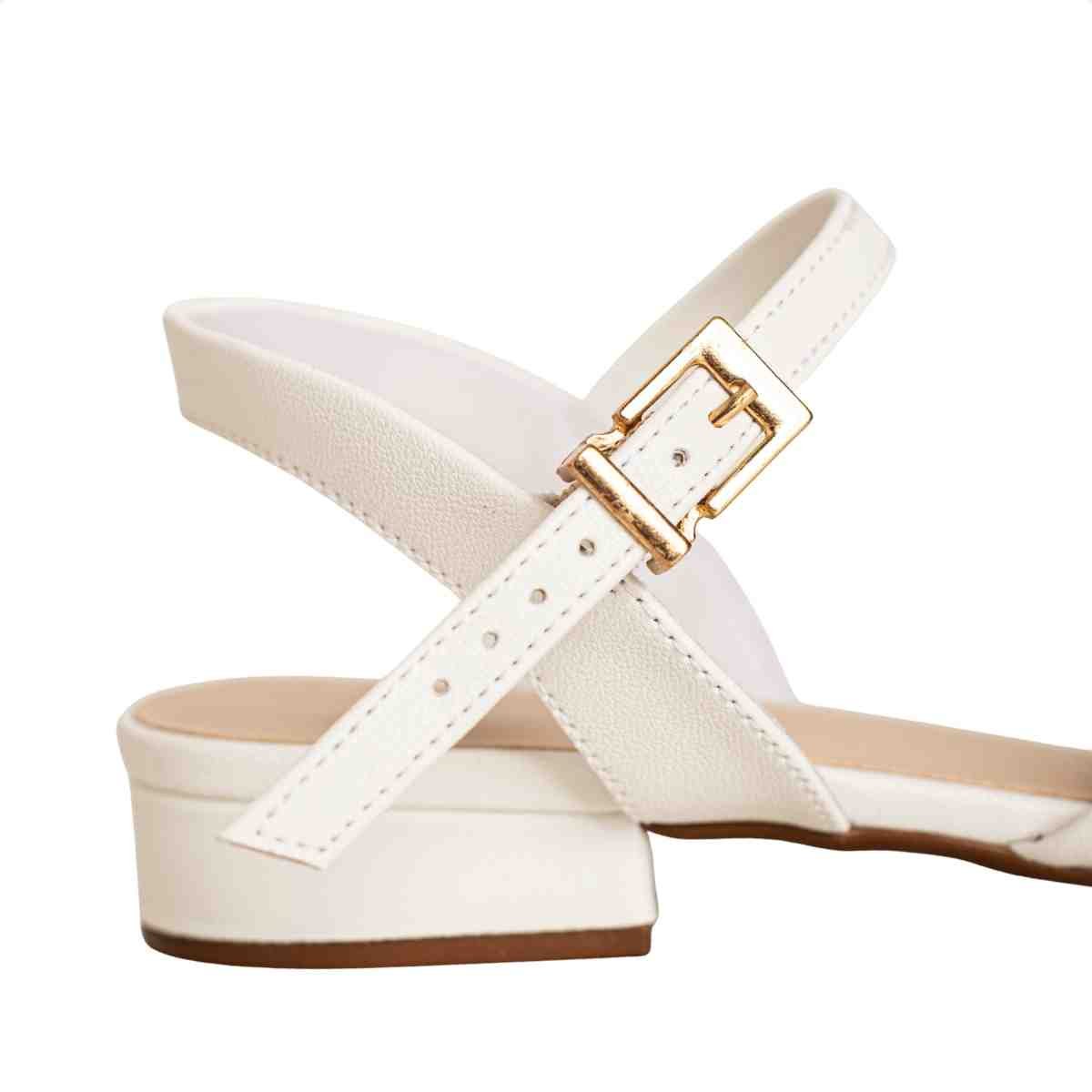 Sandália Feminina Salto Bloco Flat Emma Dm Napa Branca Branco 7