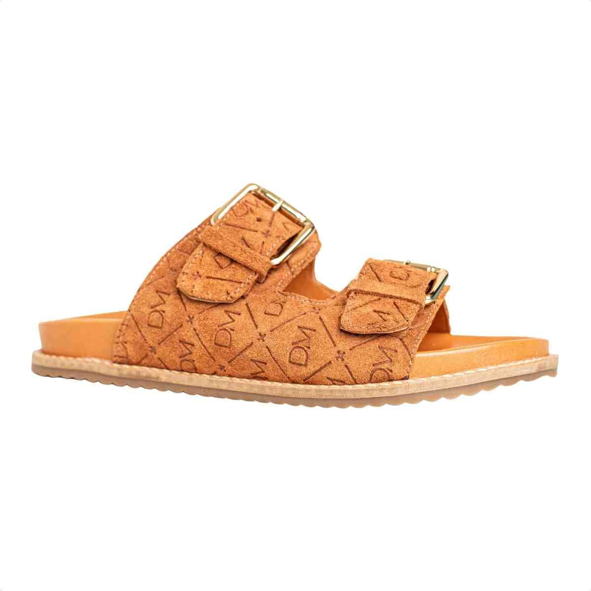 Papete Flat Feminina Monogramas Le Dm Camurça Caramelo Marrom 2