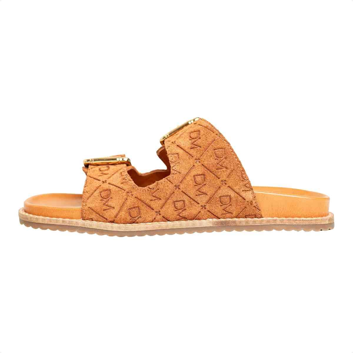 Papete Flat Feminina Monogramas Le Dm Camurça Caramelo Marrom 5