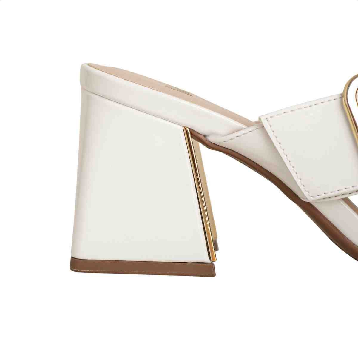 Tamanco Feminino Salto Bloco Charlotte Fivela Dm Verniz Branco Branco 7