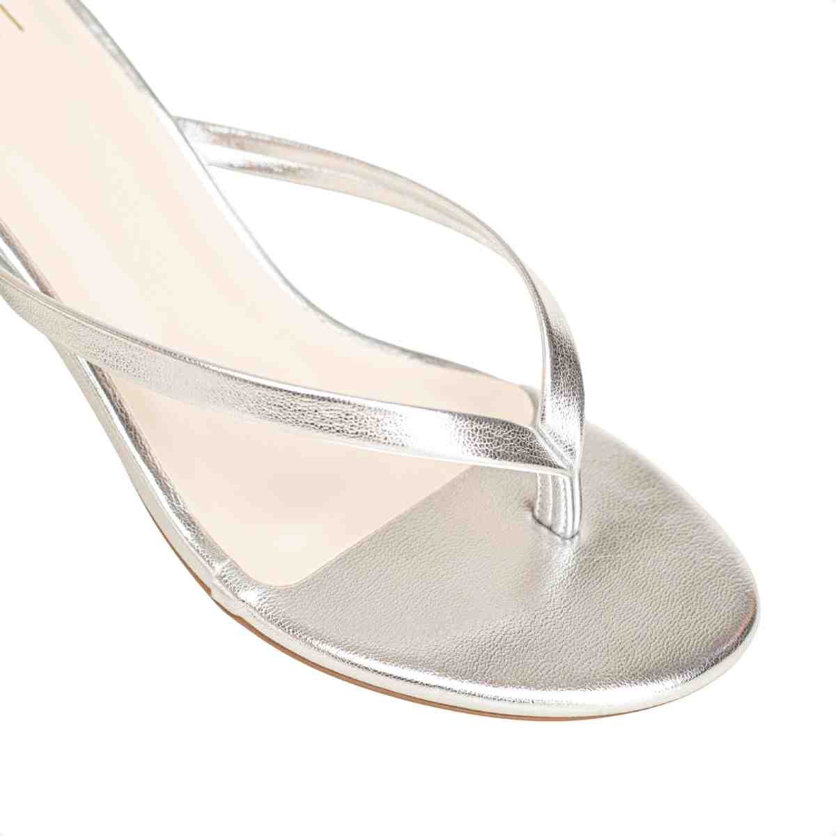 Tamanco Feminino Salto Taça Slim Lara Dm Napa Prata Prata 3