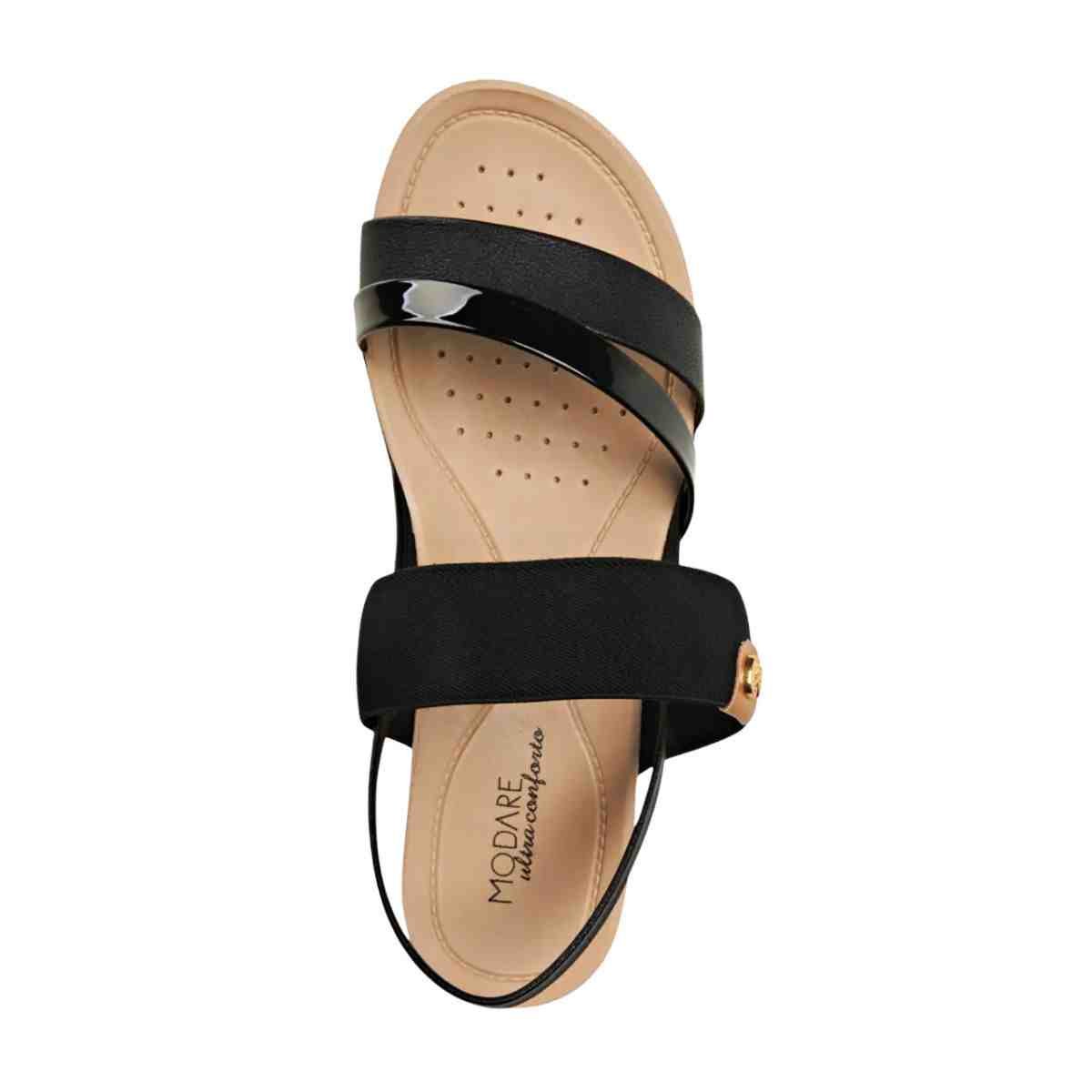 Sandália Feminina Anabela Salto Baixo Modare Preta Preto/Marrom 3