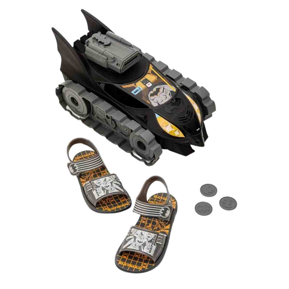 Sandália Infantil Papete Grendene Batman Combat Preto Cinza/Amarelo 2