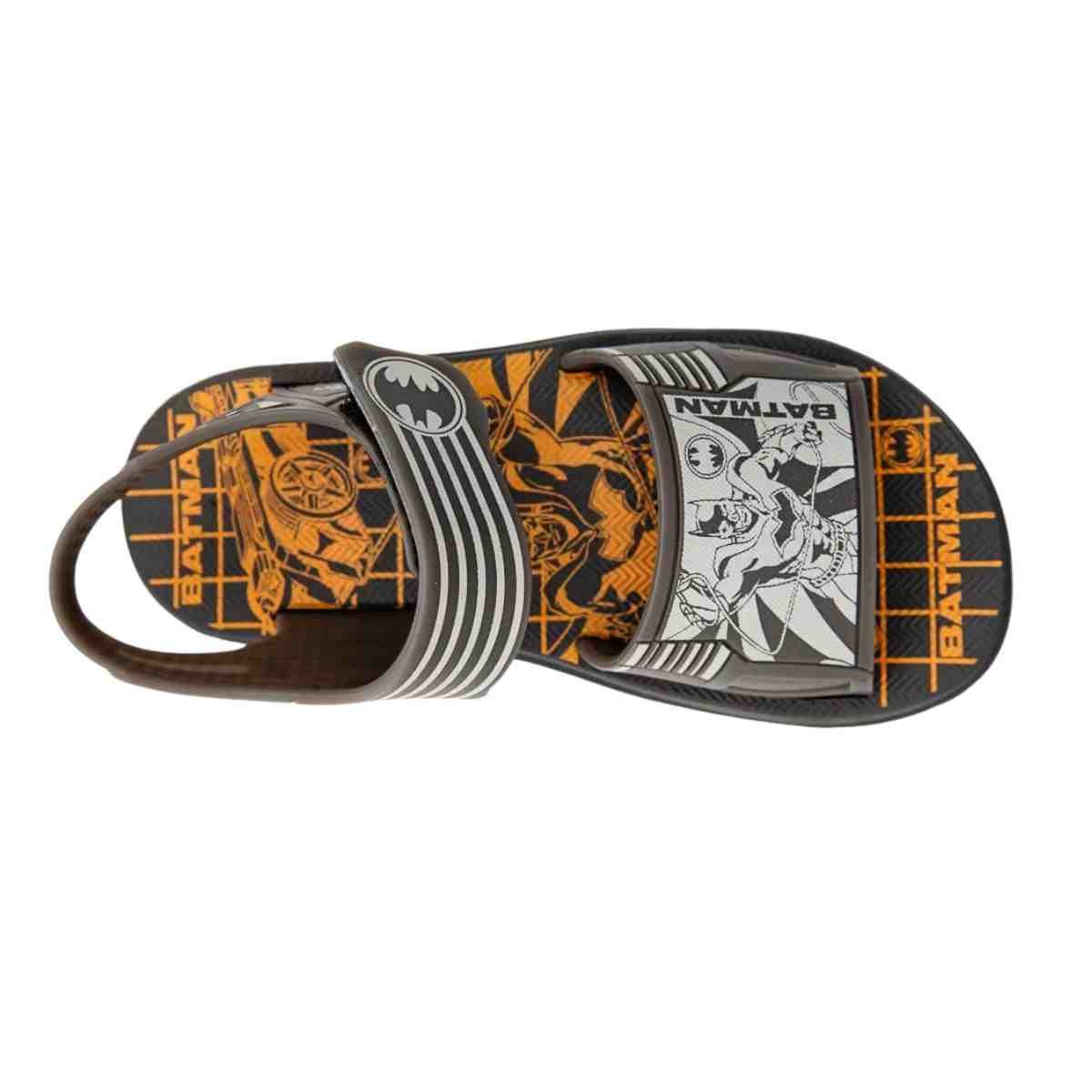 Sandália Infantil Papete Grendene Batman Combat Preto Cinza/Amarelo 6