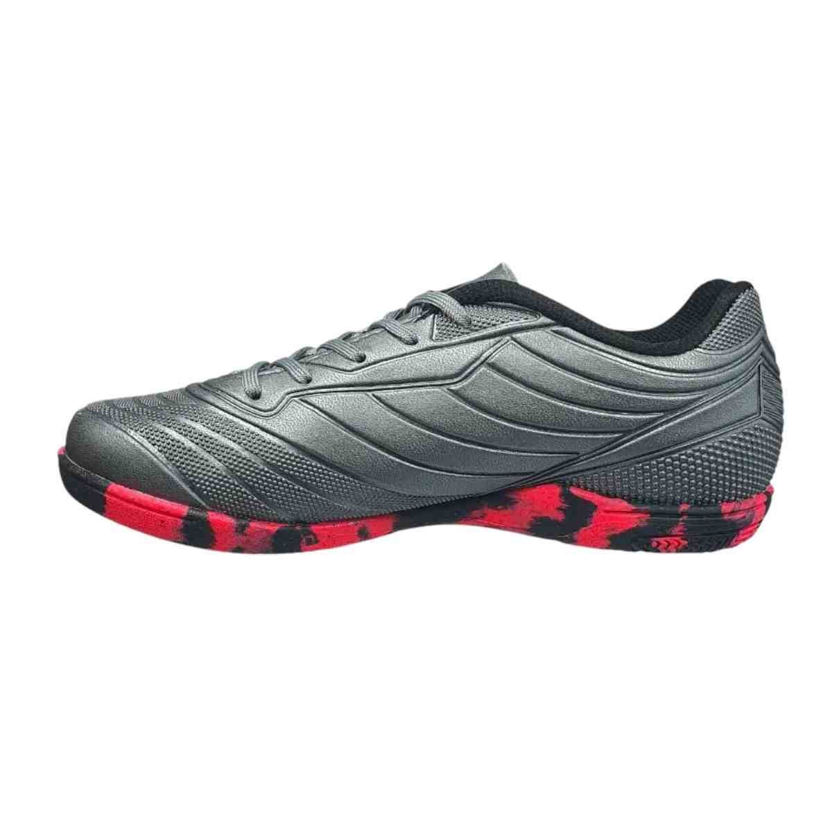 Chuteira Indoor Infantil Penalty Matis Chumbo E Pink Cinza/Vermelho 5