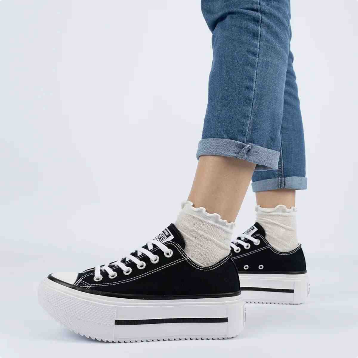 Tênis Casual Feminino Converse Lift Double Stack Preto Preto 2