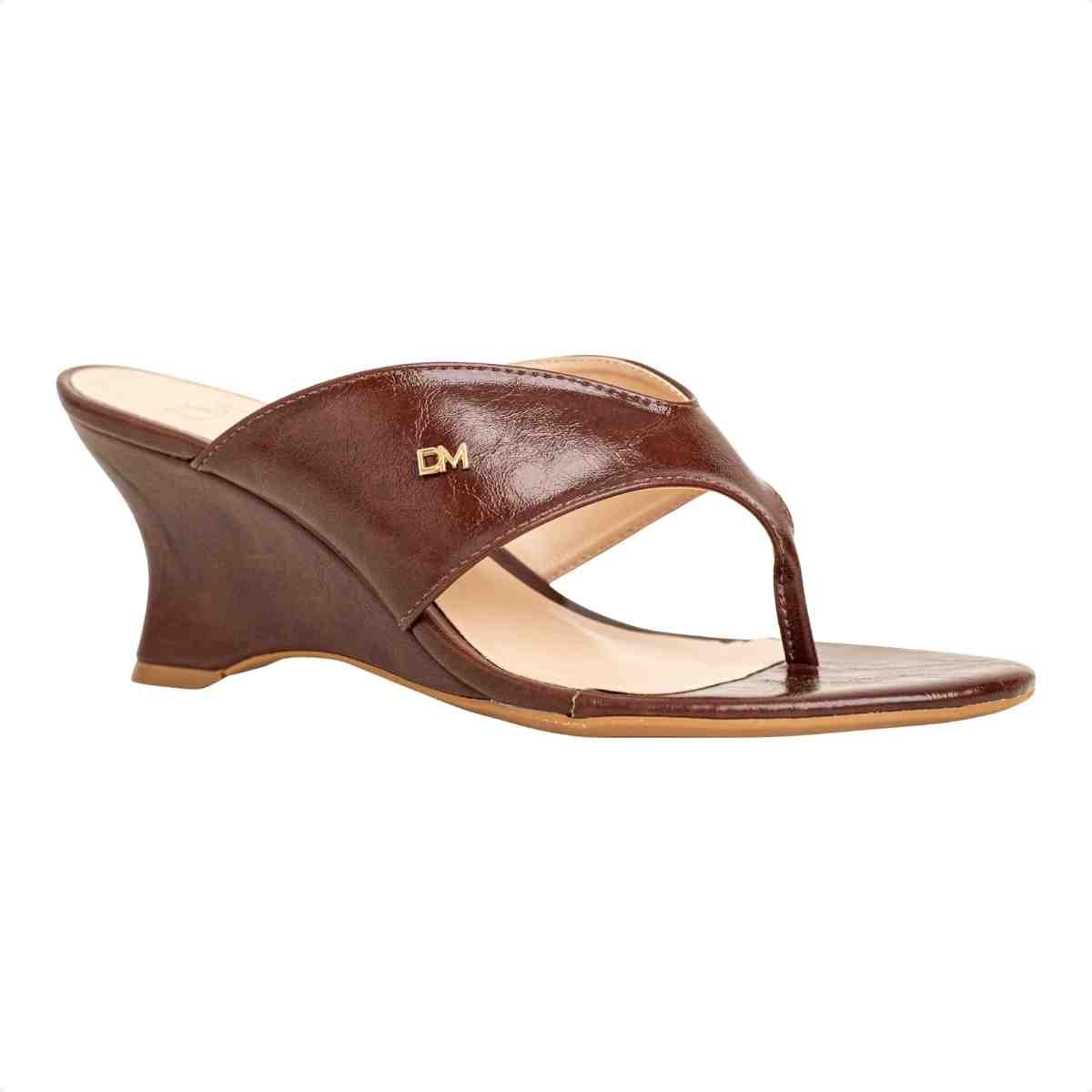 Tamanco Feminino Anabela Gabi Dm Sintético Marrom Marrom 2