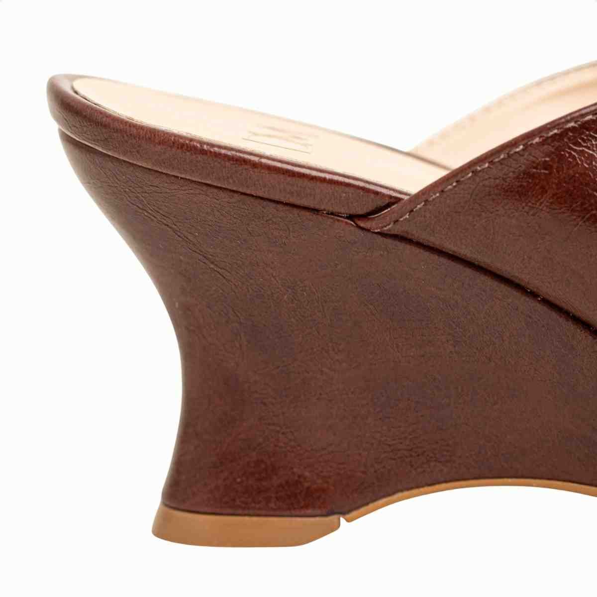 Tamanco Feminino Anabela Gabi Dm Sintético Marrom Marrom 7