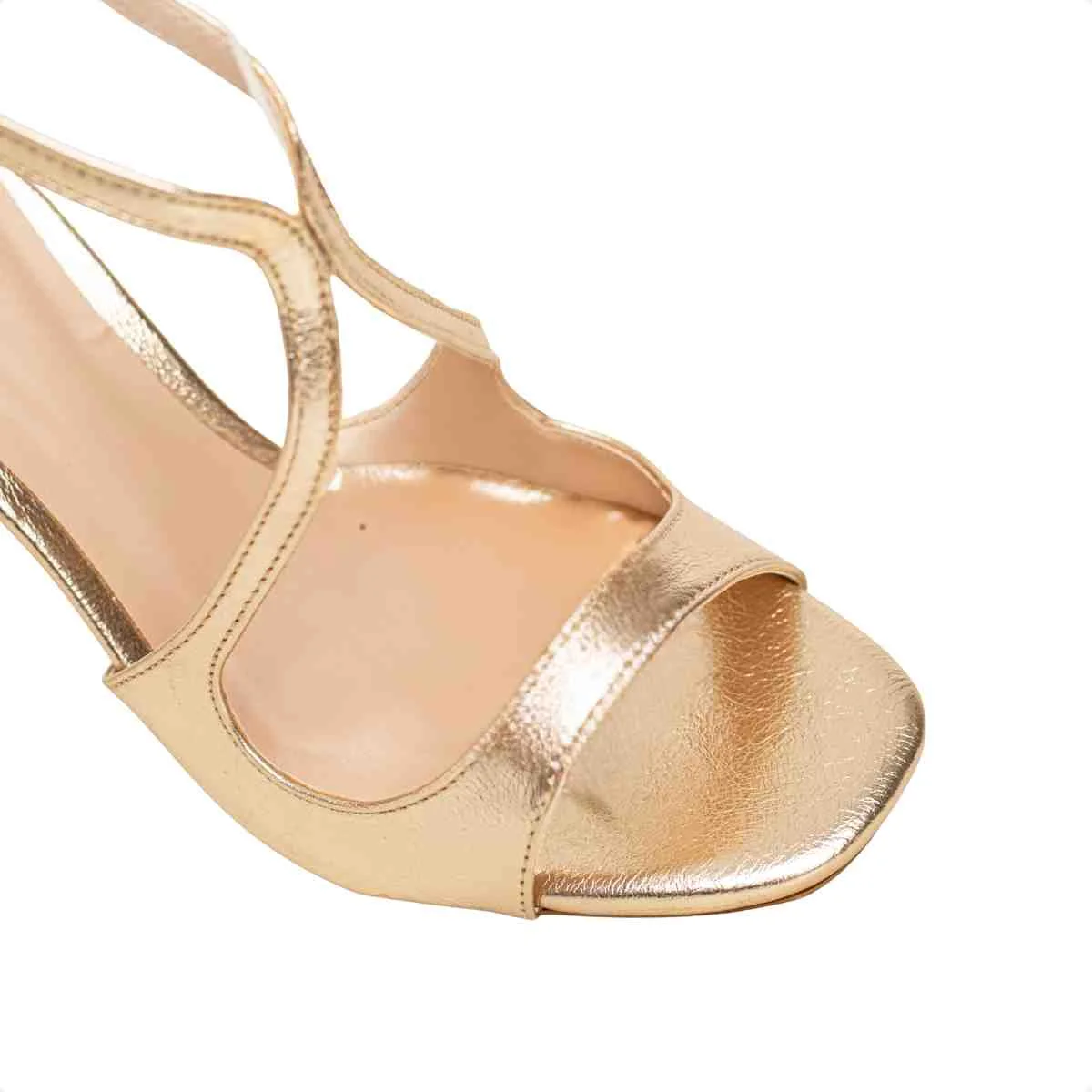 Sandália Feminina Salto Fino Maya Dm Sintético Dourada Dourado 3