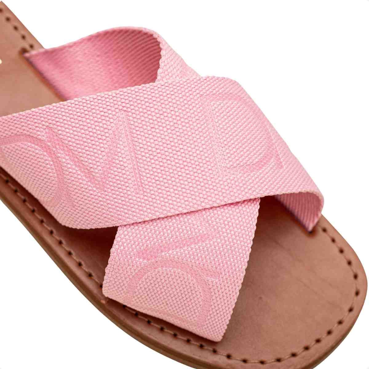 Tamanco Rasteiro Flat Feminino Cruzado Bia Dm Gorgurão Rosa Rosa 3
