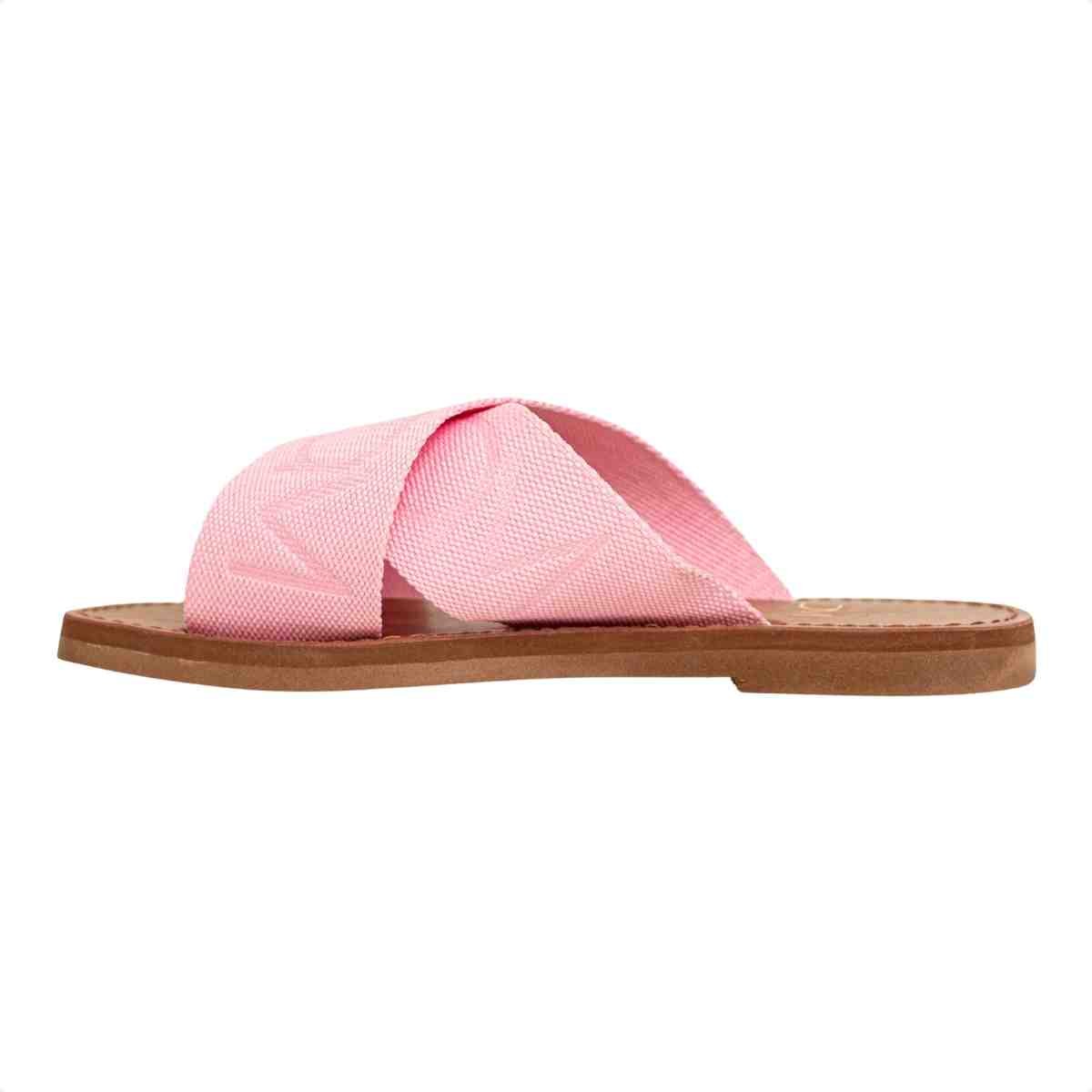 Tamanco Rasteiro Flat Feminino Cruzado Bia Dm Gorgurão Rosa Rosa 5