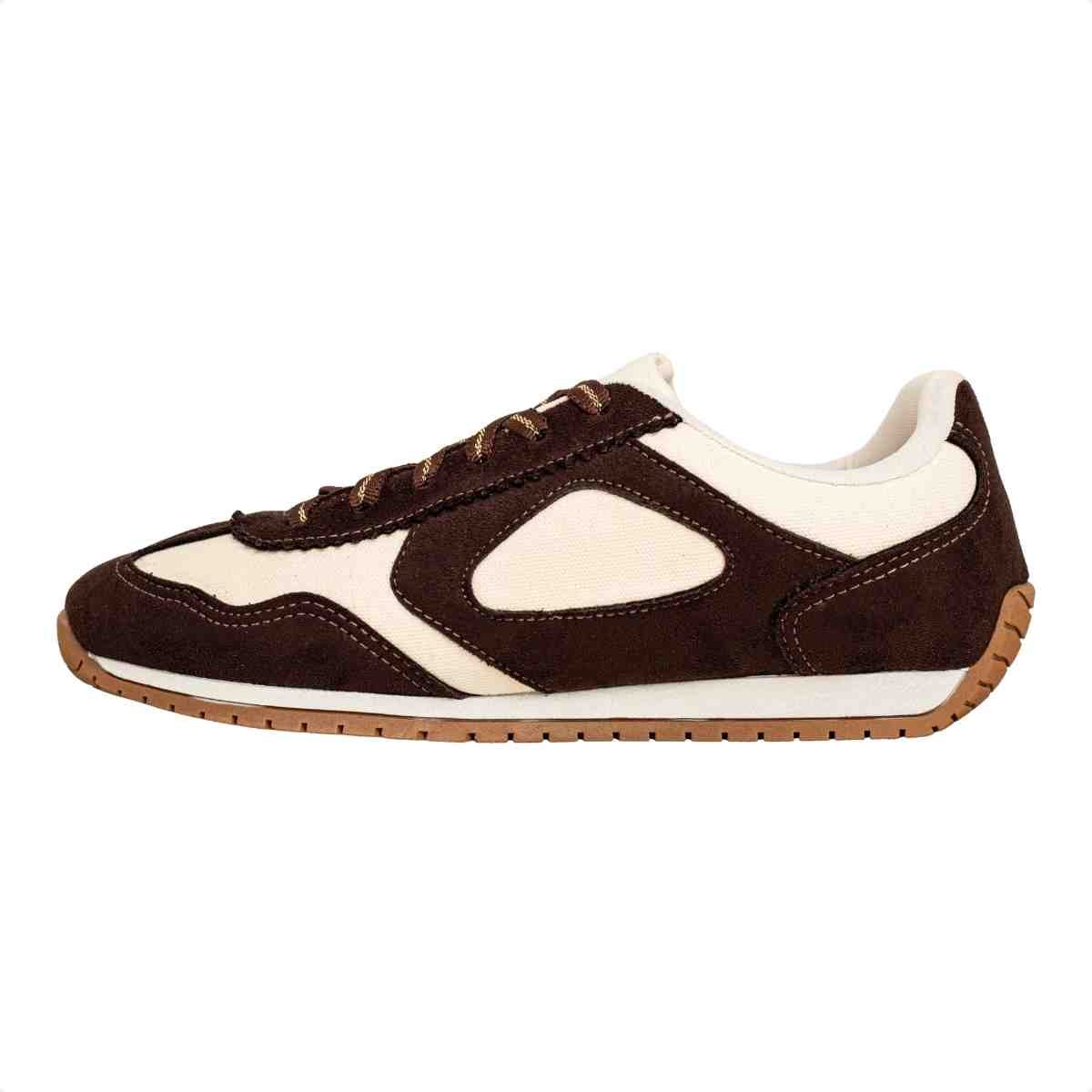 Tênis Moda Casual Feminino Retrô Nina Dm Off White E Marrom Marrom 5