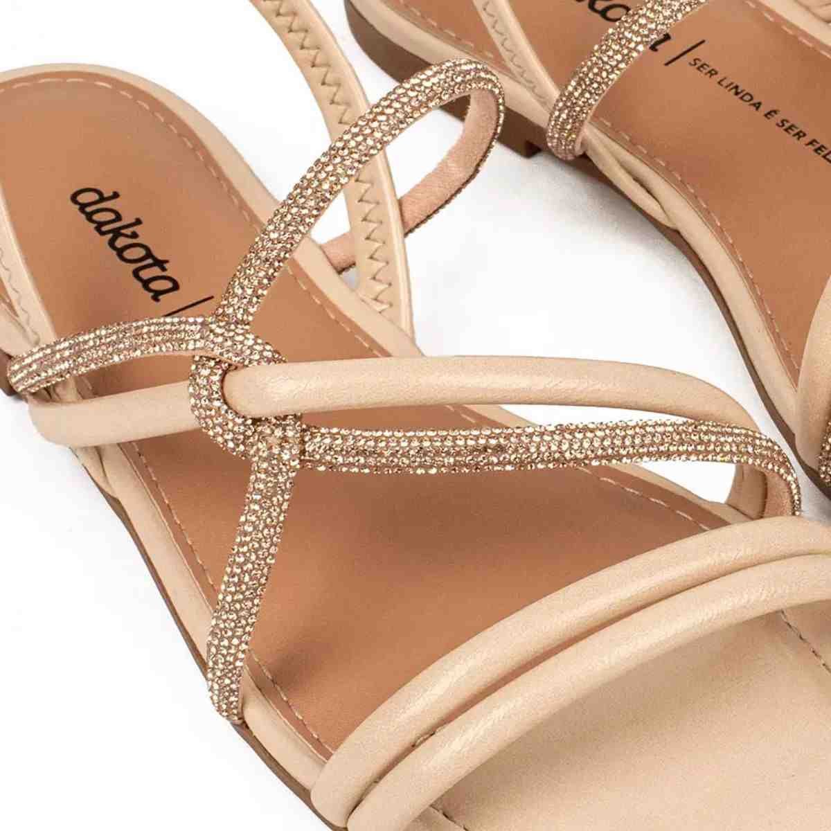 Sandalia Rasteira Feminino Dakota Bege Bege/Rosé 3
