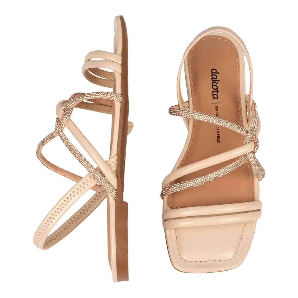 Sandalia Rasteira Feminino Dakota Bege Bege/Rosé 5