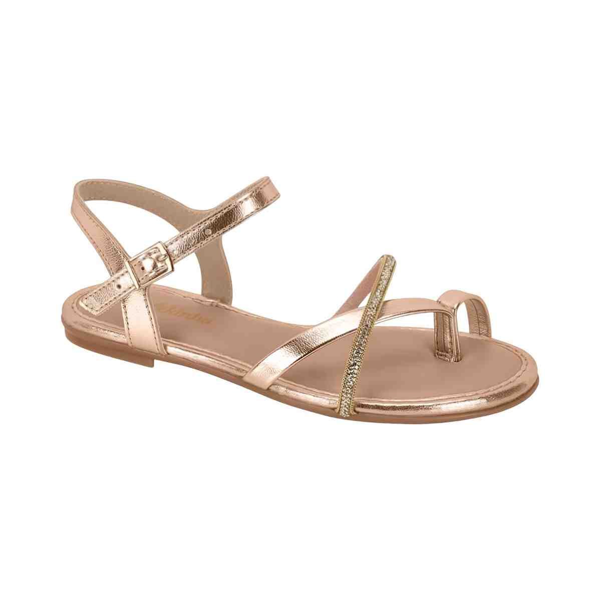 Sandalia Rasteira Infantil Feminina Molekinha Ouro Rose Dourado/Rosa 2