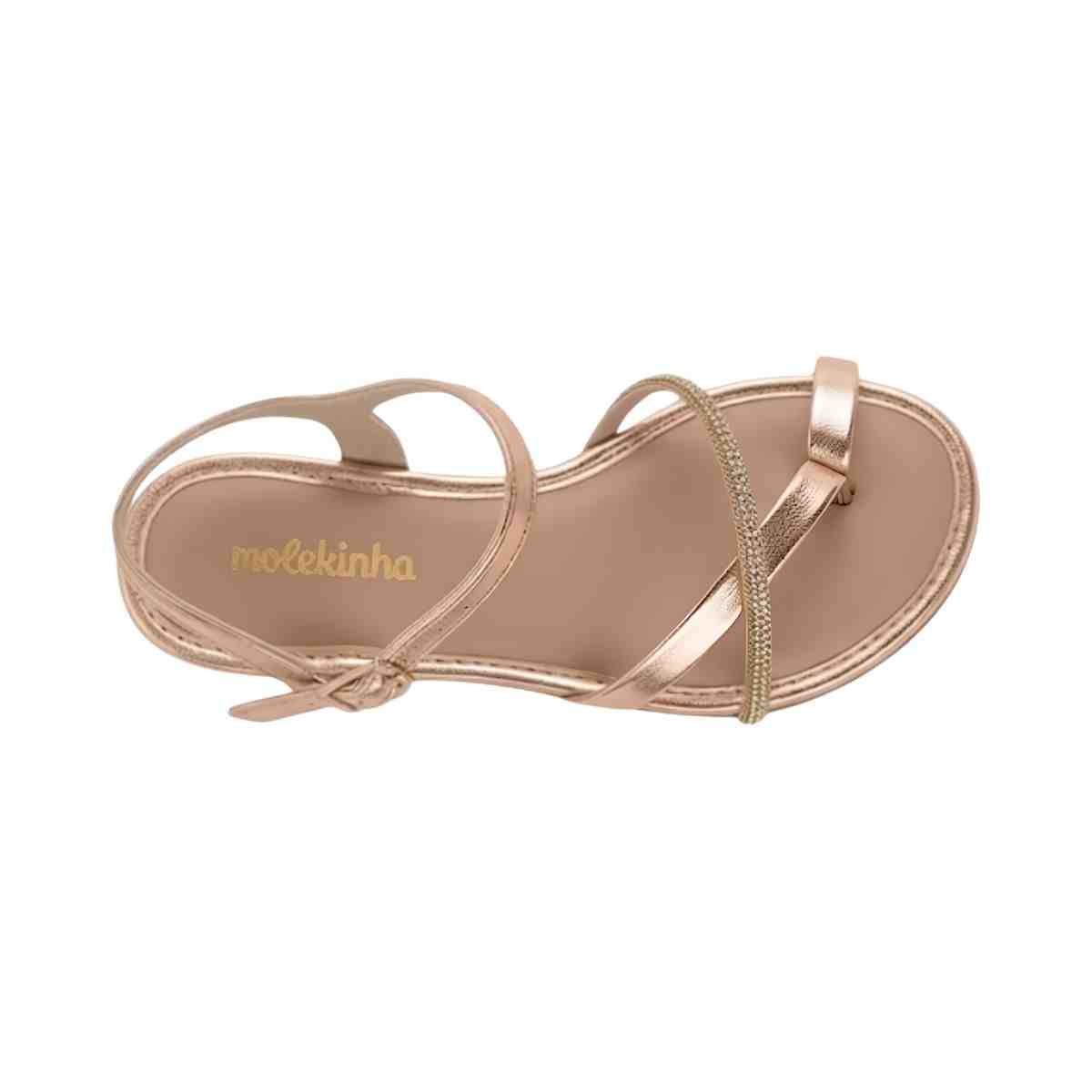 Sandalia Rasteira Infantil Feminina Molekinha Ouro Rose Dourado/Rosa 3