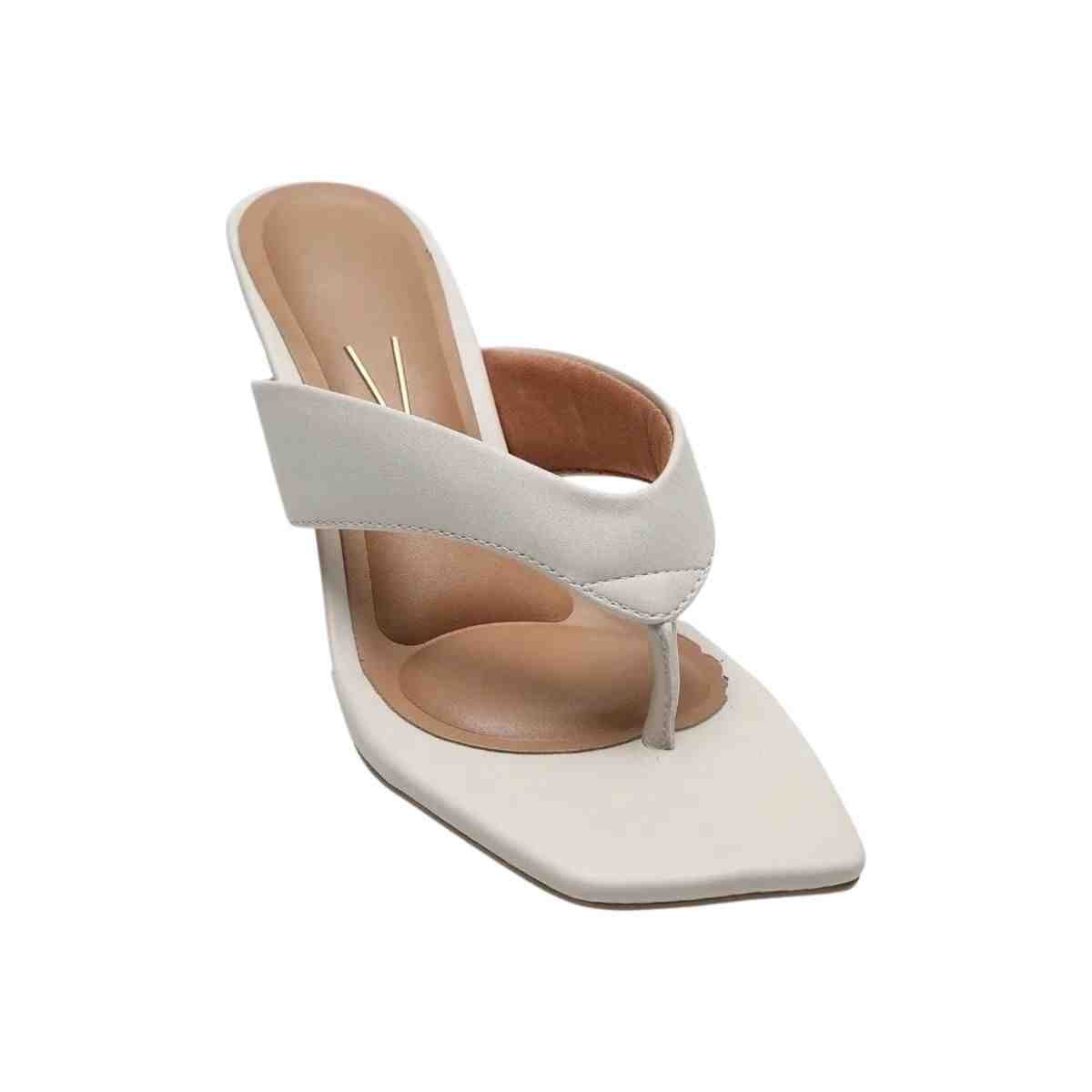 Tamanco Salto Médio Fino Feminino Vizzano Branco Off Branco 5
