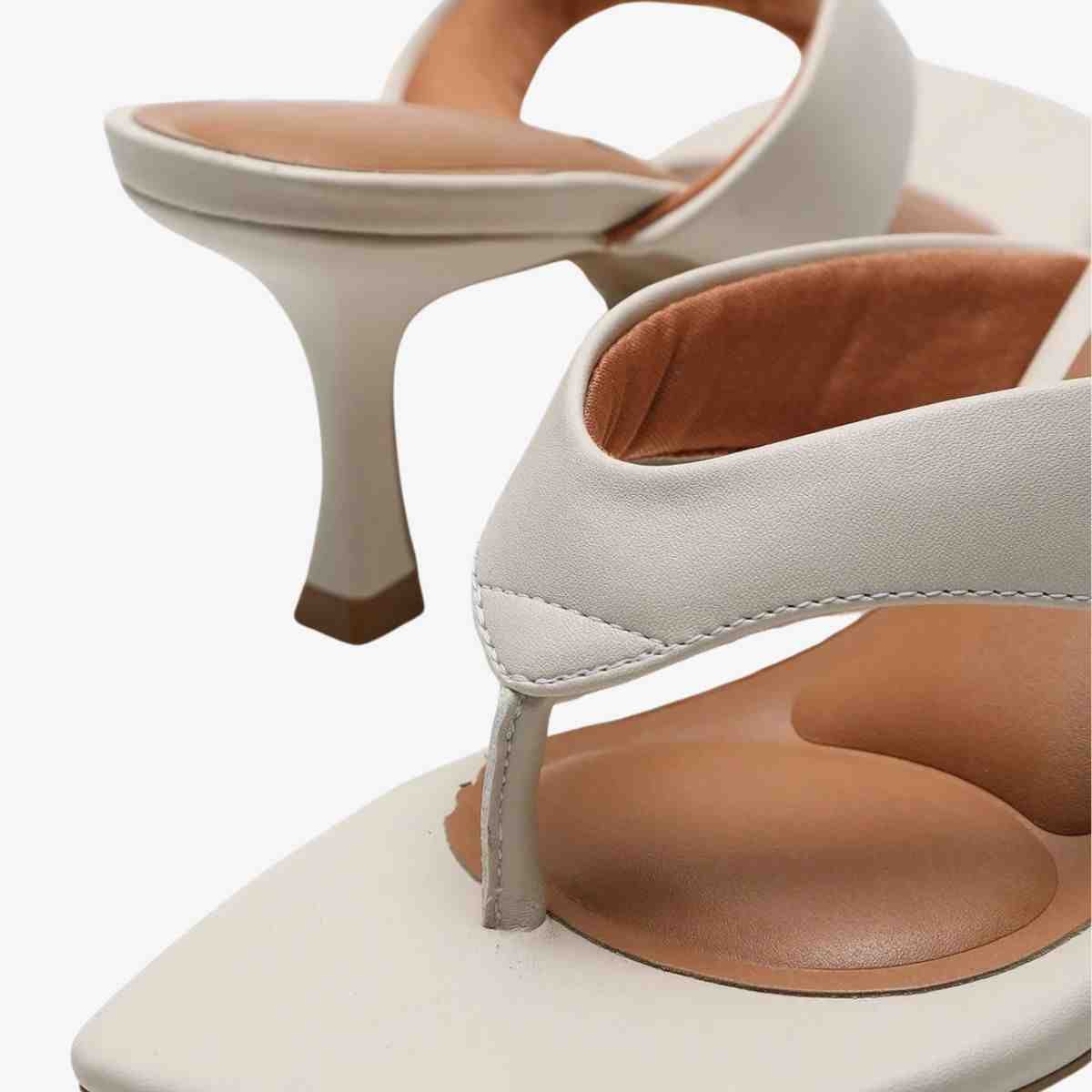 Tamanco Salto Médio Fino Feminino Vizzano Branco Off Branco 6