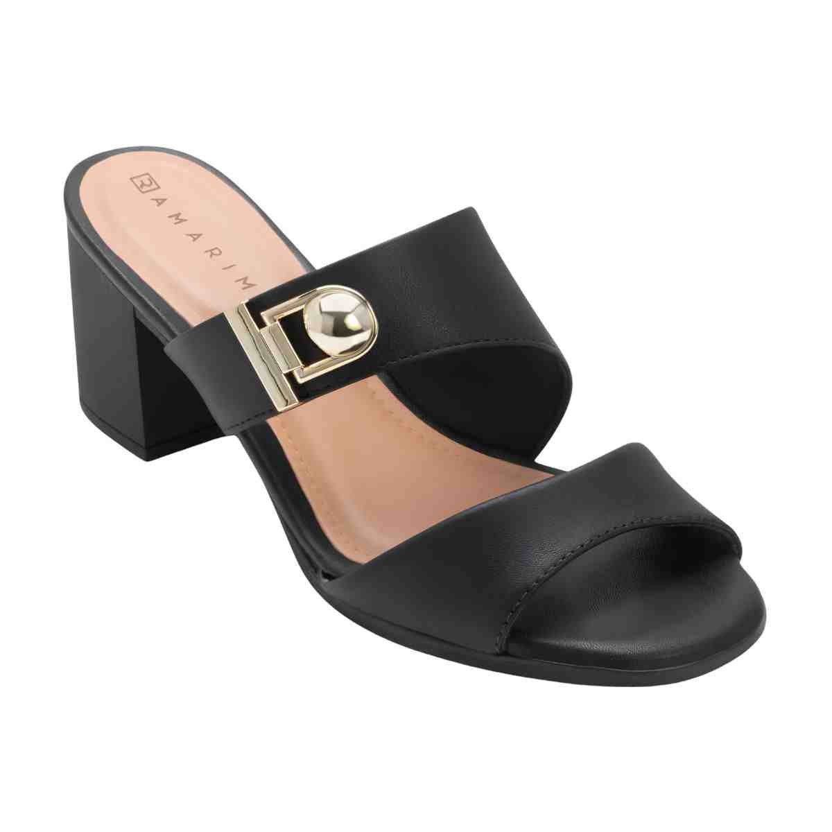 Tamanco Salto Médio Grosso Feminino Ramarim Preto Preto 2