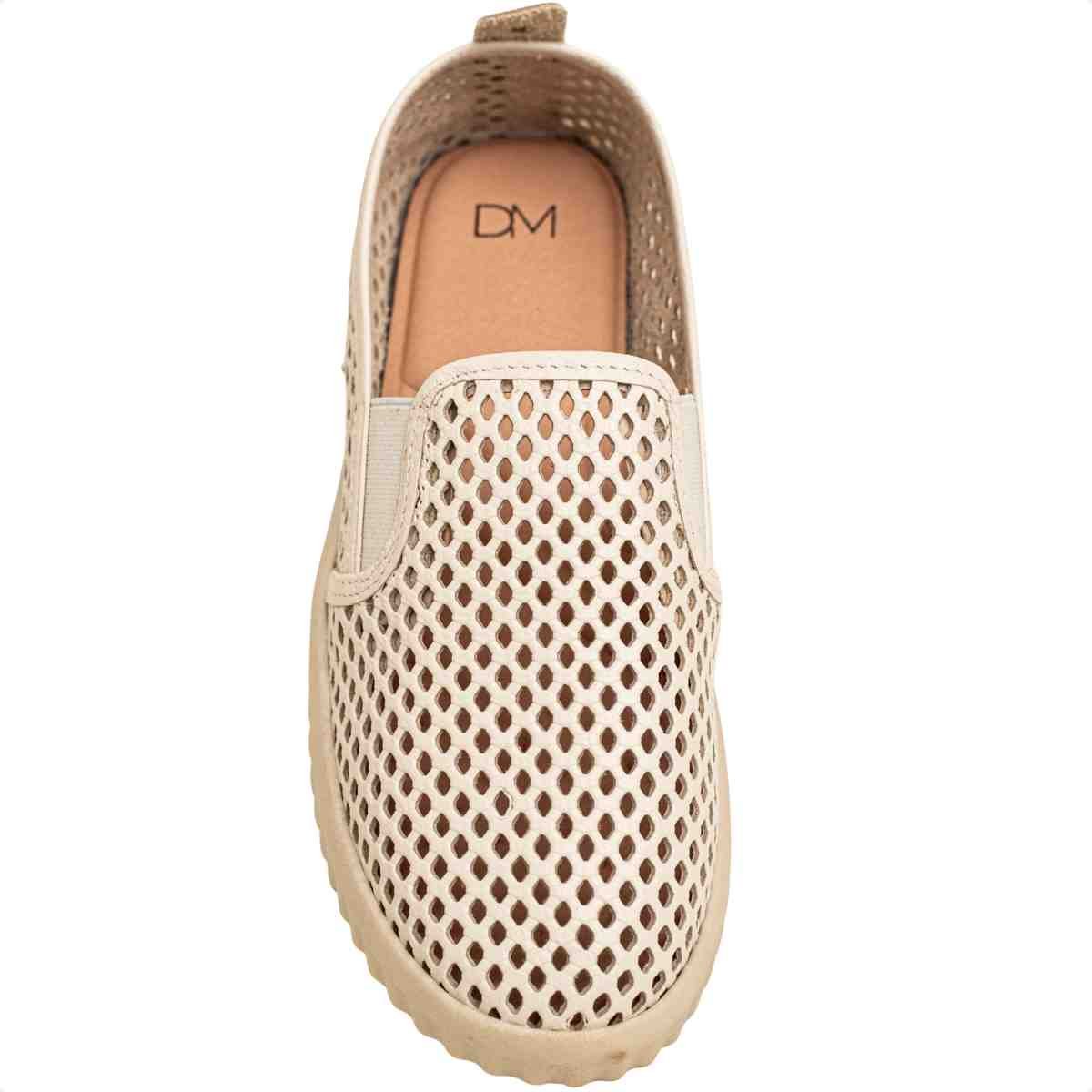 Tênis Casual Feminino Slip On Dm Cleo Marfim Branco 6