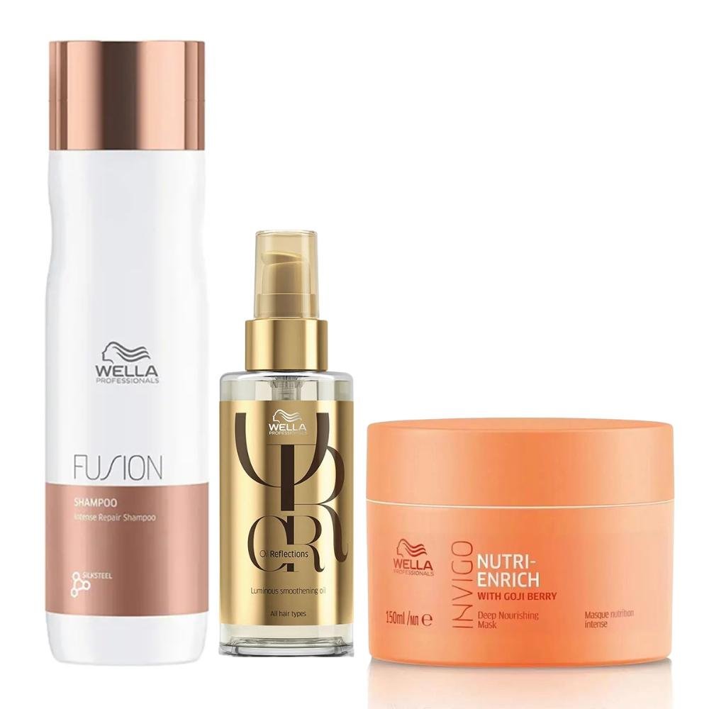 Kit Shampoo fusion 250ml, Máscara 150ml e Oil Reflections ÚNICO 1