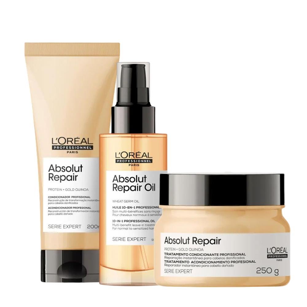 Kit Gold Quinoa Máscara, Condicionador e Oil Reparador - L'Oréal ÚNICO 1