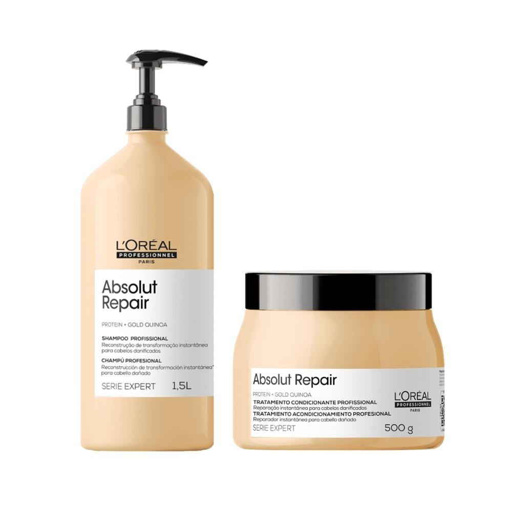 Kit L'oréal Absolut Gold Quinoa Shampoo 1,5L e Máscara ÚNICO 2