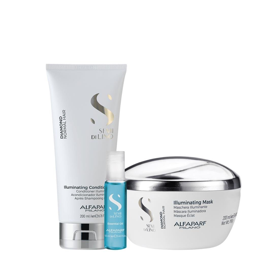 Kit Diamond Máscara, Condicionador e Ampola - Alfaparf ÚNICO 1