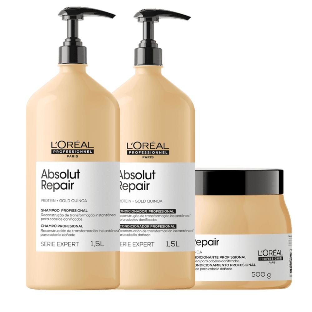 Kit L'oreal Gold Quinoa Shampoo, Condicionador e Máscara ÚNICO 2