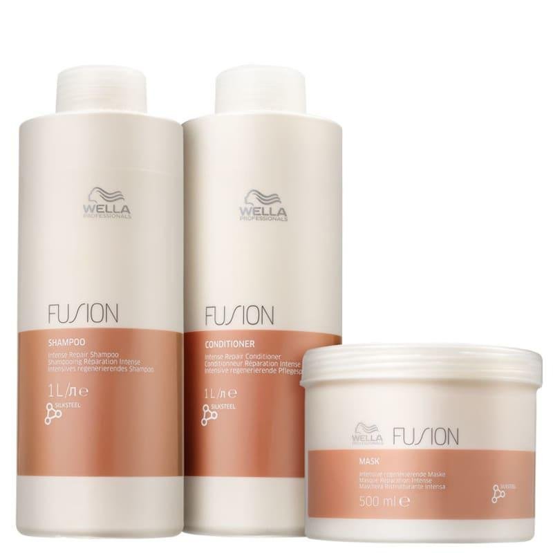 Kit Fusion Shampoo, Condicionador 1L e Mascara 500ML - Wella ÚNICO 10