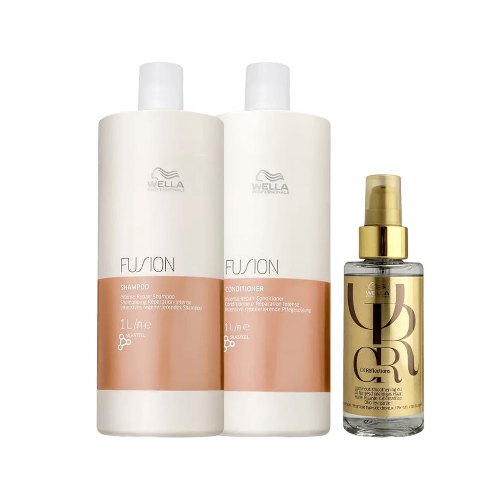 Kit Fusion Shampoo, Condicionador e Oil Reflections - Wella