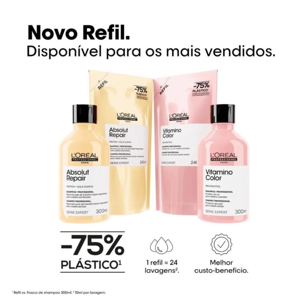Kit 2 Refis Shampool Vitamino Color 240ml + 2 Refis Shampoo Absolut Repair Gold 240ml ÚNICO 5