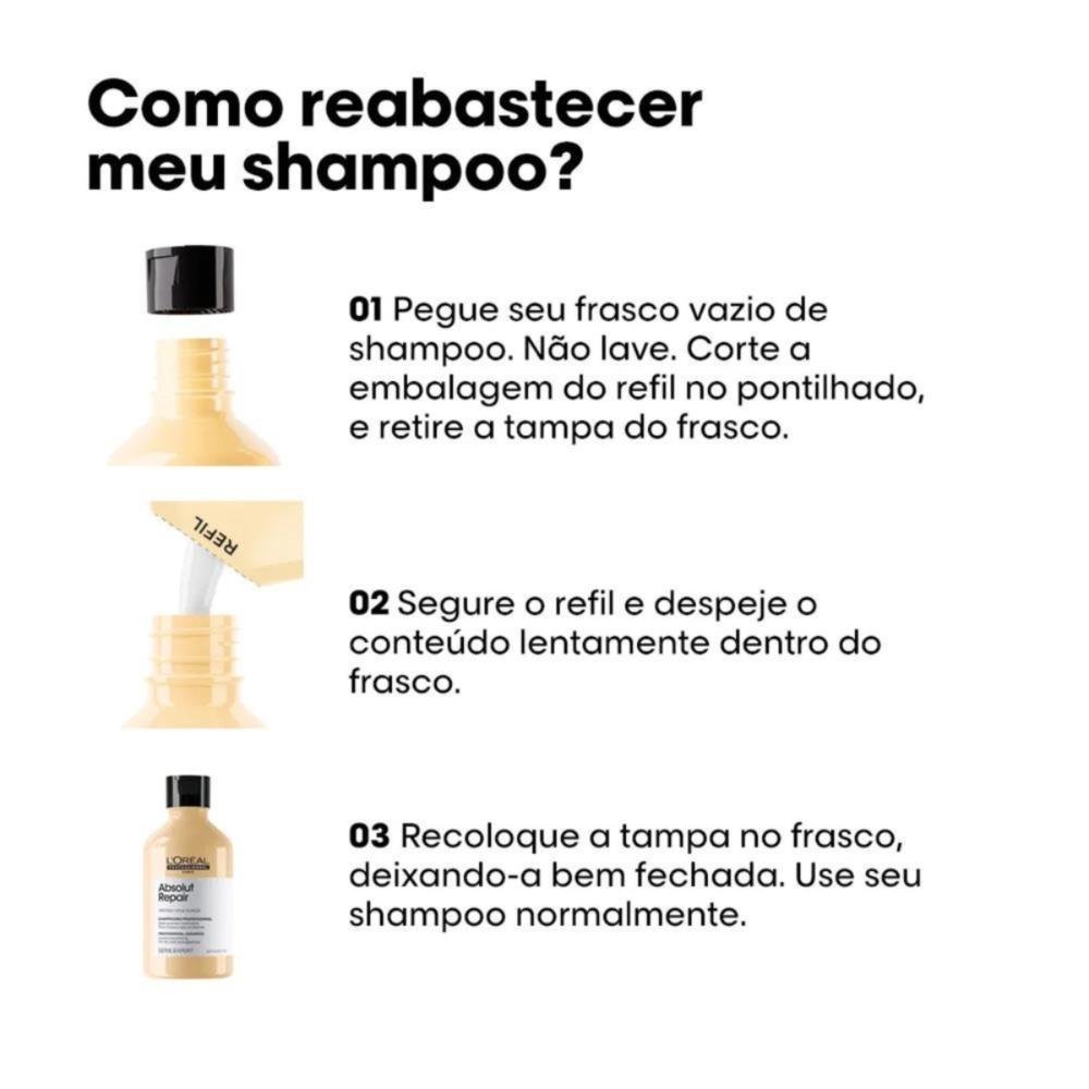 Kit Oil Reparador Absolut Repair 90ml + Refill Shampoo Absolut Repair Gold 240ml ÚNICO 5