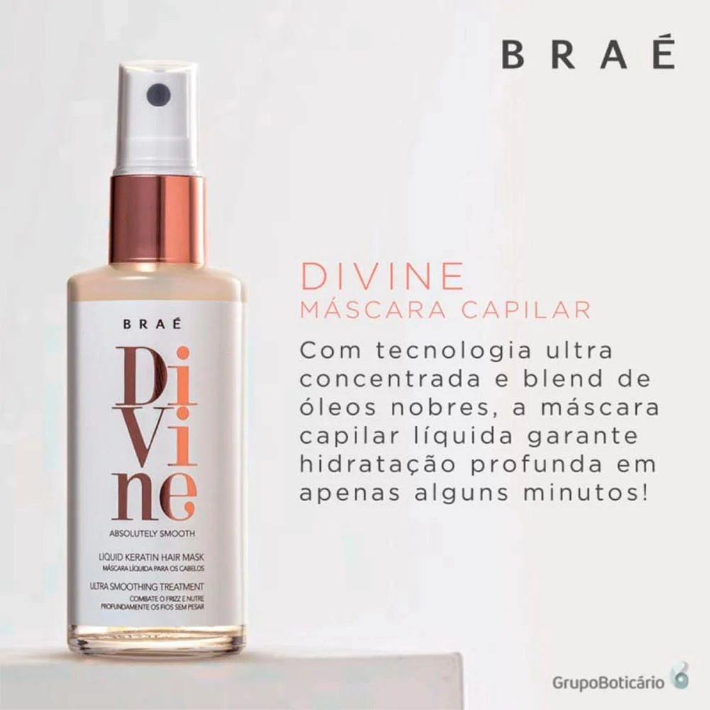 Kit Shampoo, Condicionador 1L e Mascara Liquida BRAÉ Divine ÚNICO 5