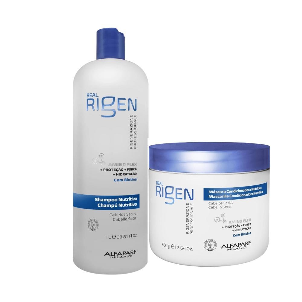 Kit Shampoo 1L + Mascara 500ML Alfaparf Real Rigen Nutritive ÚNICO 1