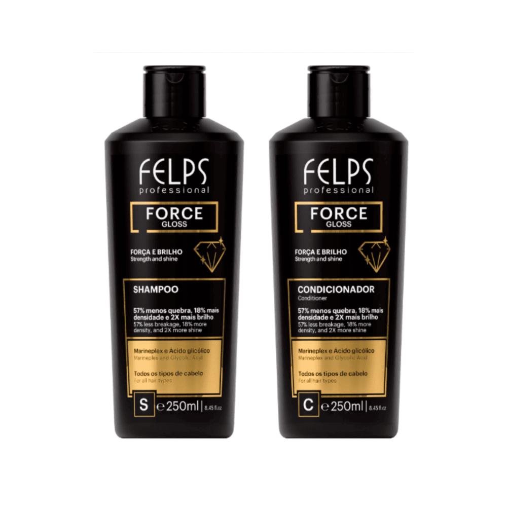 Kit Force Gloss ( Força e Brilho ) Shampoo 250ml + Condicionador 250ml - Felps Professional