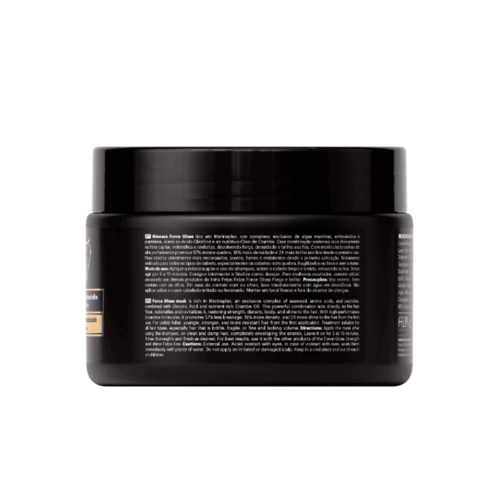 Kit Force Gloss ( Força e Brilho ) Shampoo 500ml + Máscara 300g + Leave-in 120ml - Felps Professional ÚNICO 8
