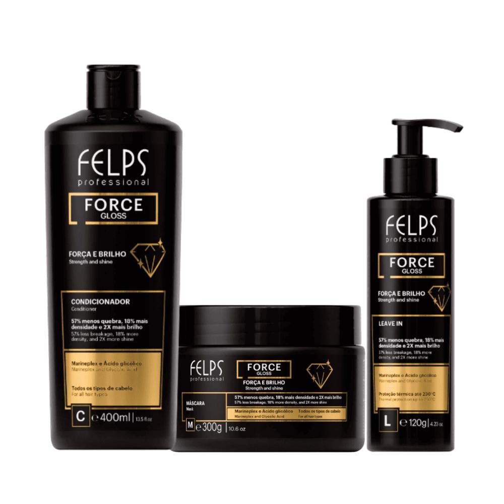 Kit Force Gloss Condi 400ml Másc 300g Leave-in 120ml - Felps