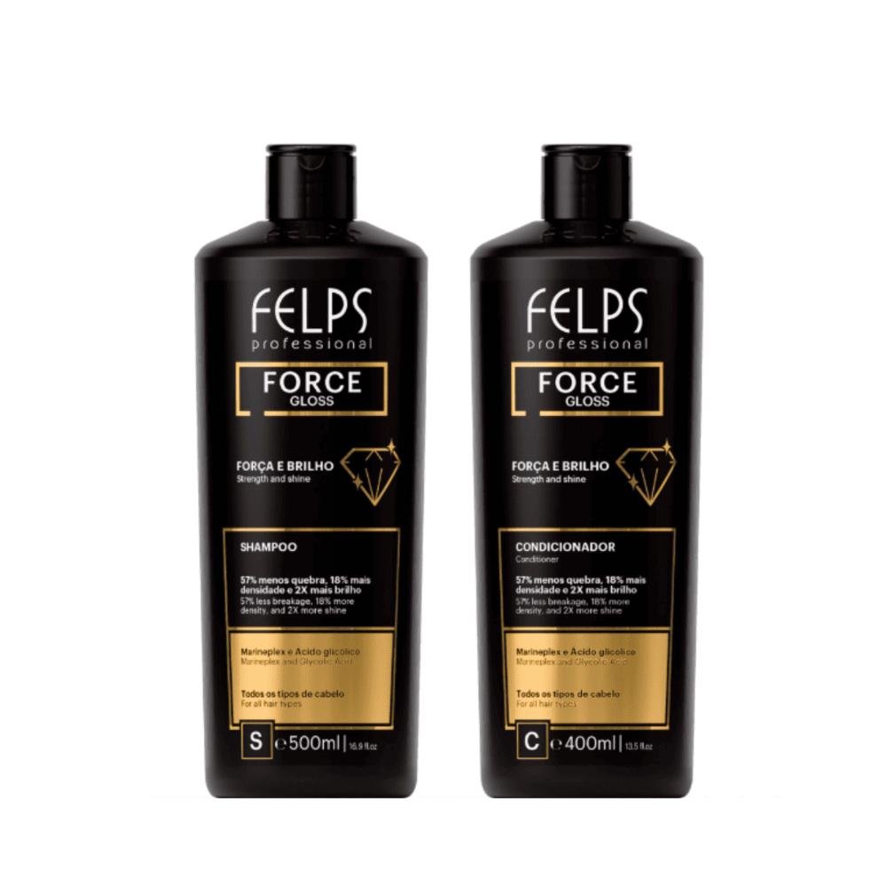 Kit Force Gloss ( Força e Brilho ) Shampoo 500ml + Condicionador 400ml - Felps Professional