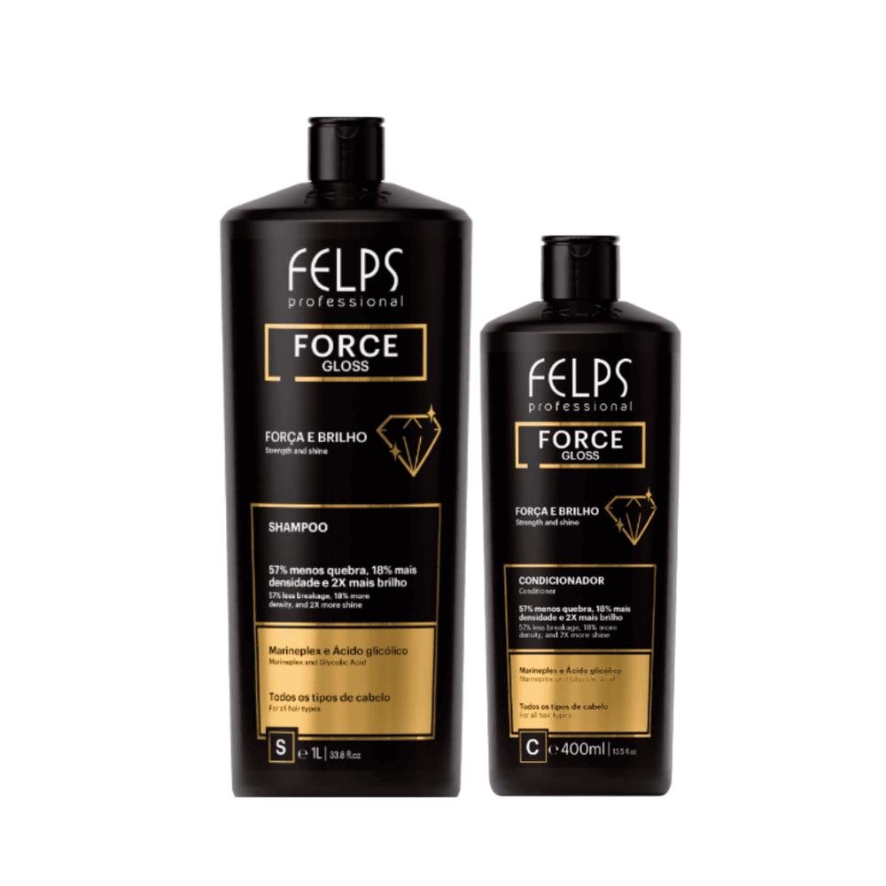 Kit Force Gloss ( Força e Brilho ) Shampoo 1L + Condicionador 400ml - Felps Professional