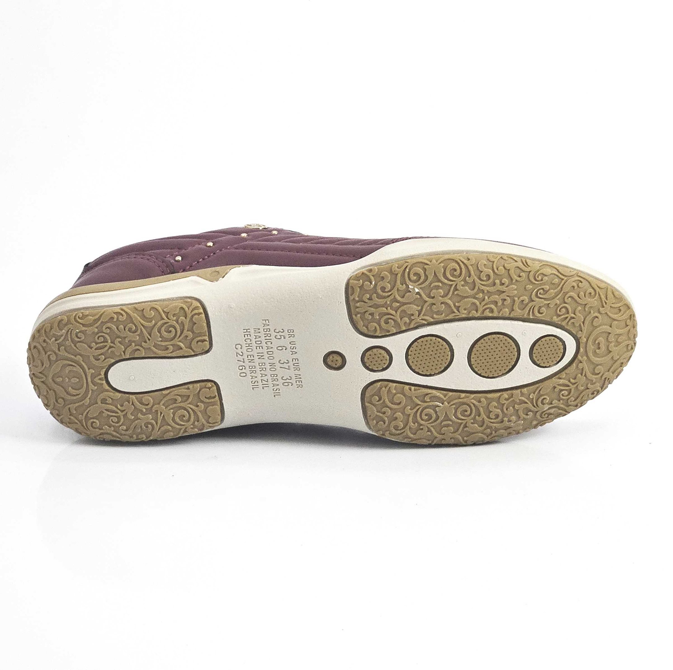 Sapatênis Kolosh Feminino Com Elástico Vinho 4