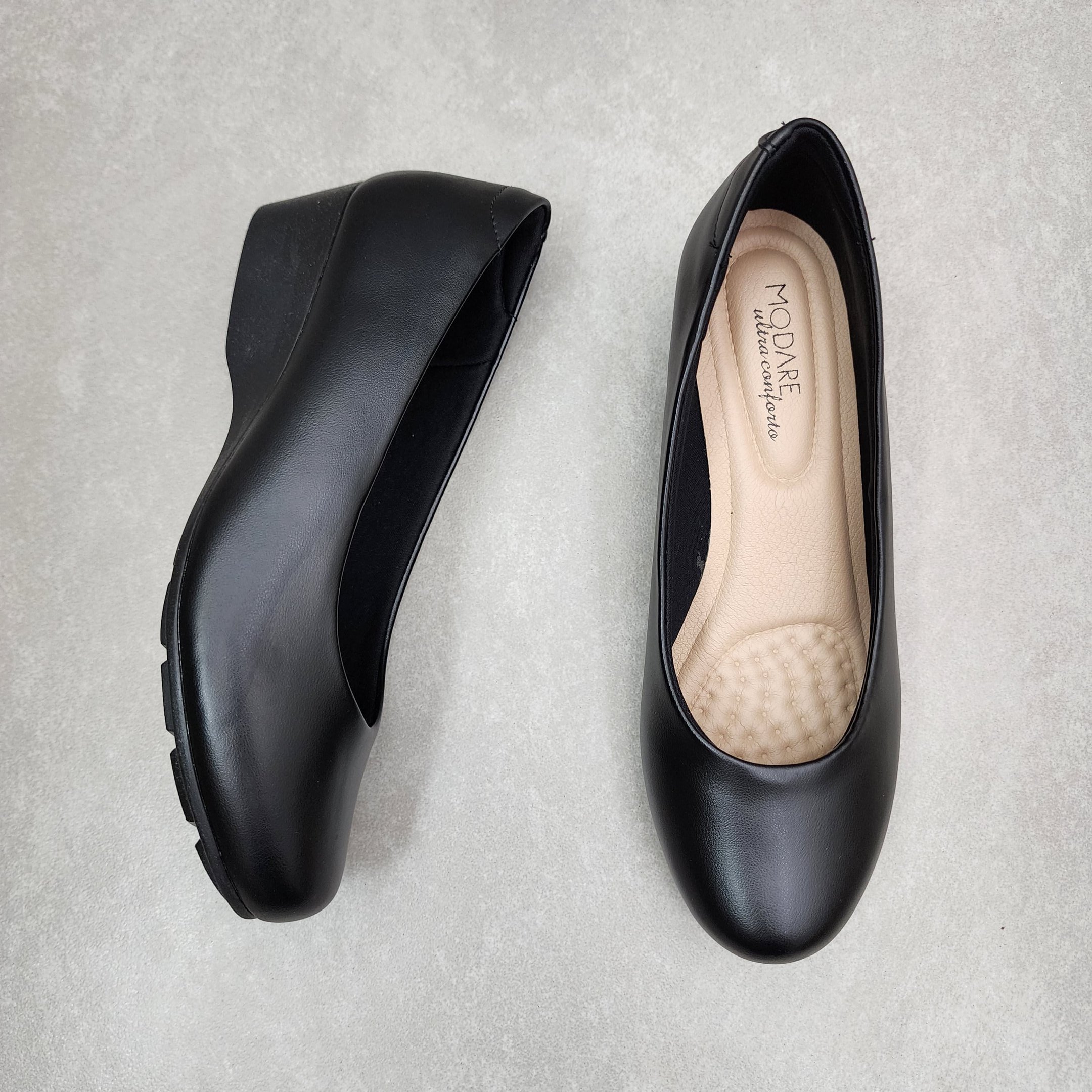 Sapato Modare Básico Com Salto Anabela Preto 2